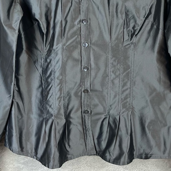 SUNDANCE 100% Silk Metallic Button Down Blouse Size 4 - Picture 3 of 16